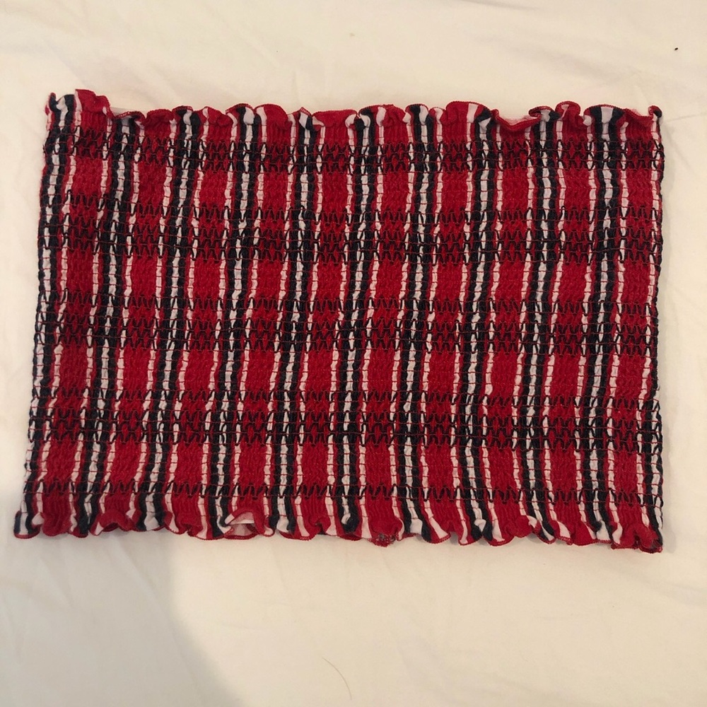 SMOCKED CROPPED TUBE TOP FROM HOLLSTER